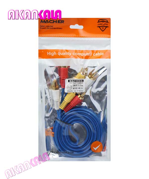 1Macher-MR-99-1.5M-RCA-Cable-2 کابل ۳ به ۳ 1.5m AV macher مدل MR-99 "فروش عمده" - Image 1